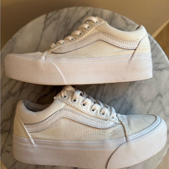 Vans Women’s Old Skool Stackform Size 5 Skate Shoe Marshmallow Cream Off White - Picture 5 of 12